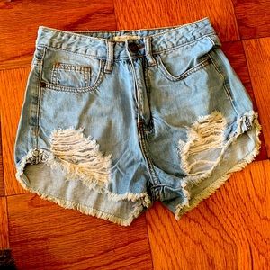 High waisted jean shorts